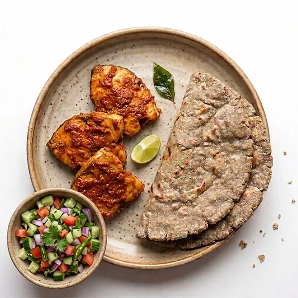 Mangalorean Ghee Roast Fish with Bajara Roti